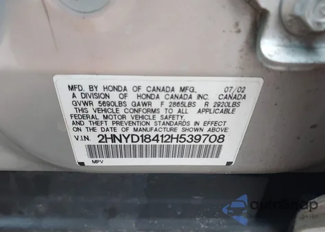 2002 Acura Mdx z USA, uszkodzony, nr VIN 2HNYD18412H539708